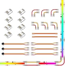 BTF-LIGHTING FCOB 3pin 12mm LED-Streifenverbindersatz L-förmiger Stecker Dual-End mit Drahtverbinder Strip zu SM Buchsenstecker Lückenloser Verbinder Verbinder von Streifen zu Draht 15cm 22AWG Kabel