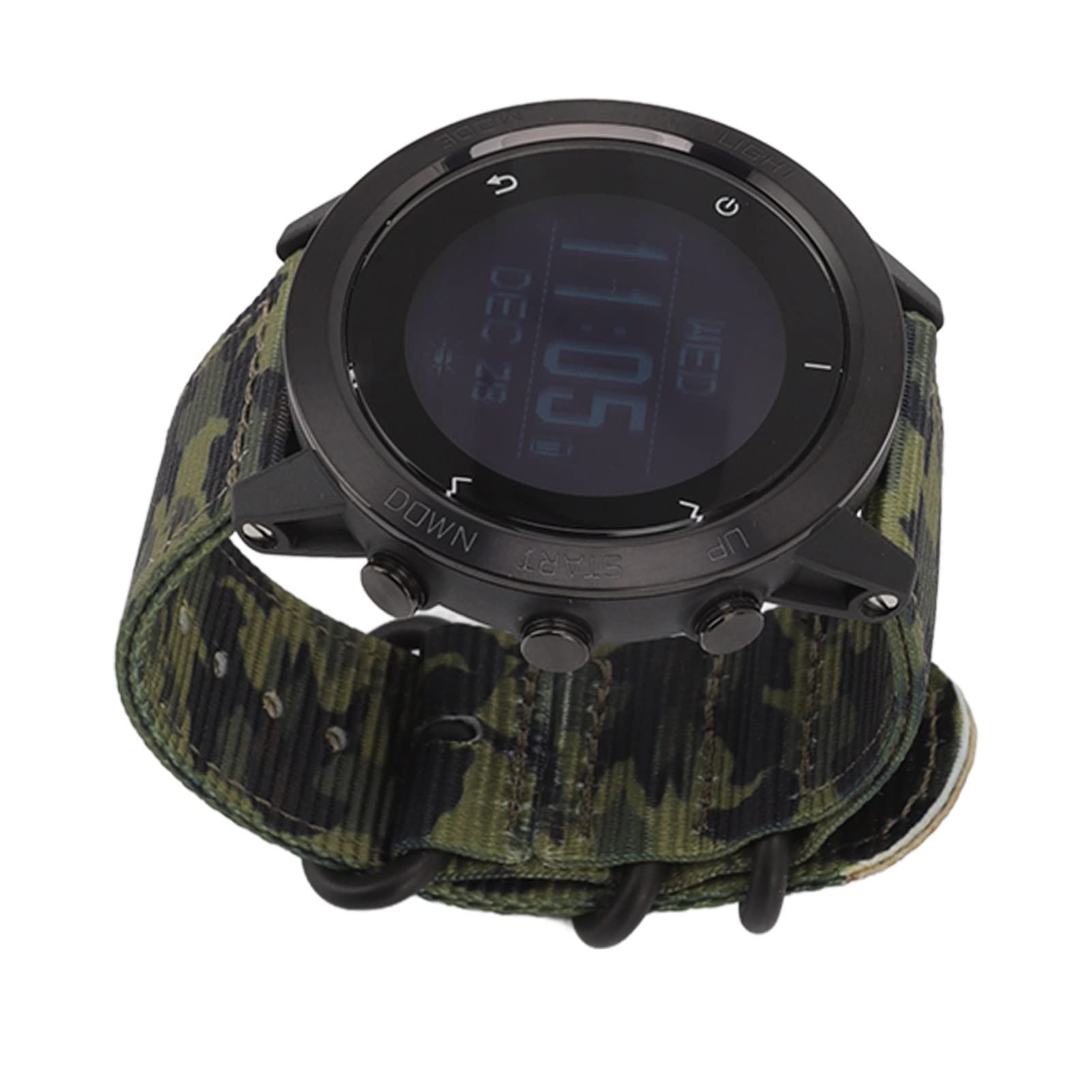 Smartwatch Men's Watch Sports Watch Submarine Bucking con GPS Altimeter Barometer Boussole Functions Fitness 10atm Impermeable (Verde)