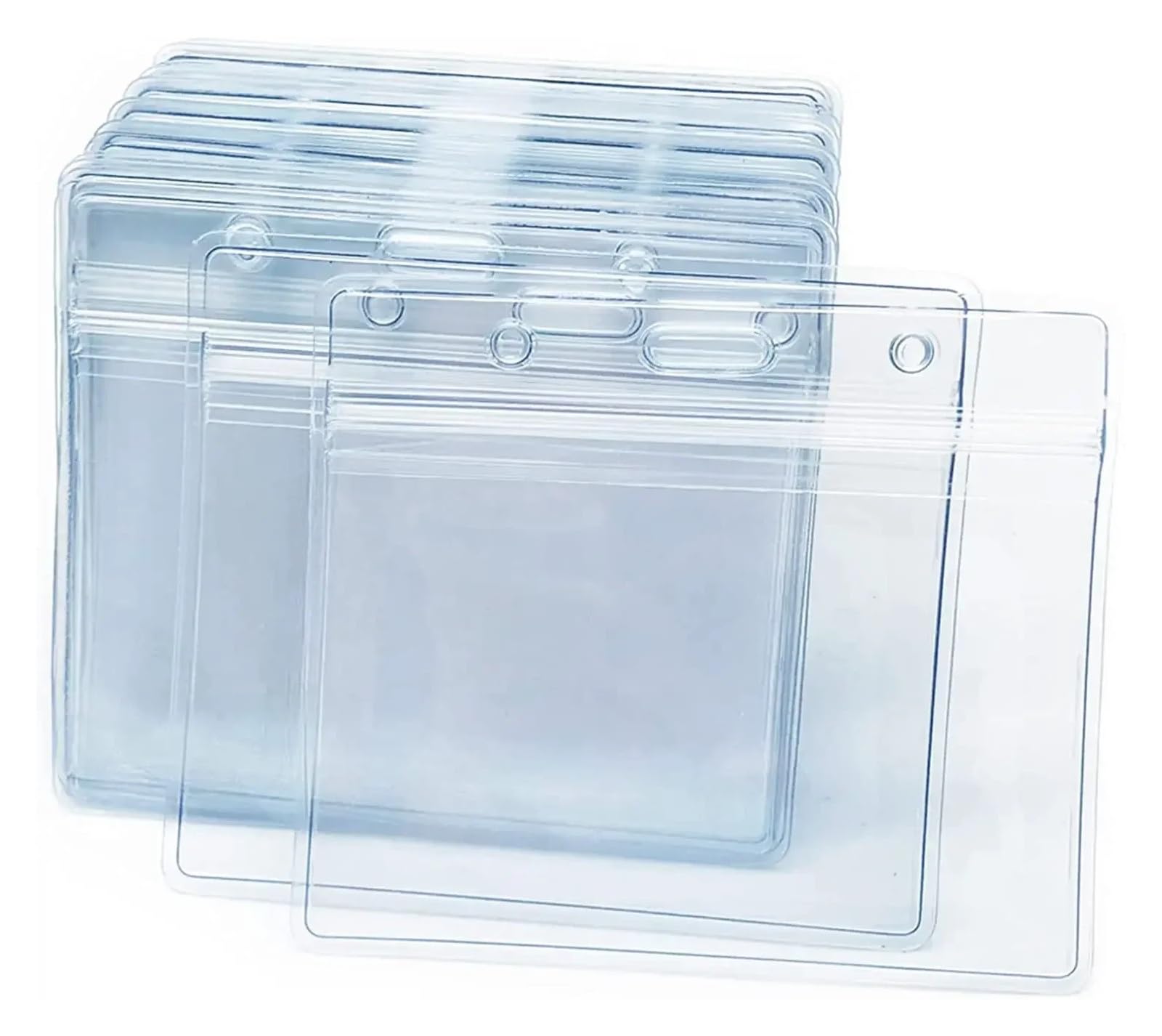 Lot de 10 cordons tour de cou avec porte-cartes en plastique transparent