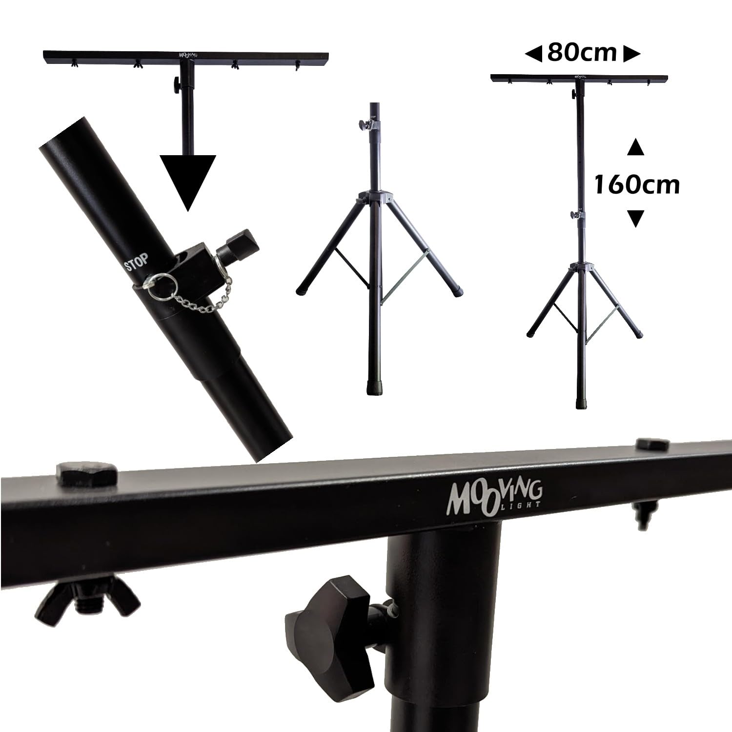 MOOVING LIGHT & SOUND - Piedino Luce DJ ML-SUPPORT-DJLIGHT 1m60 Regolabile