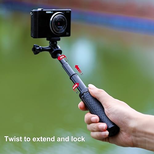Miniatura 7 de SOONSUN Mini palo selfie extensible para GoPro, portátil de mano selfie stick trípode soporte para GoPro Hero 13121110 9876543, sesión, fusión,
