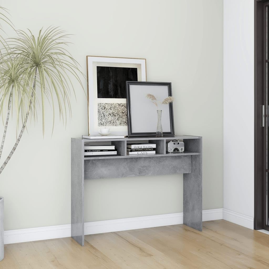 vidaXL Tavolino Consolle Grigio Cemento 105x30x80cm Legno Multistrato