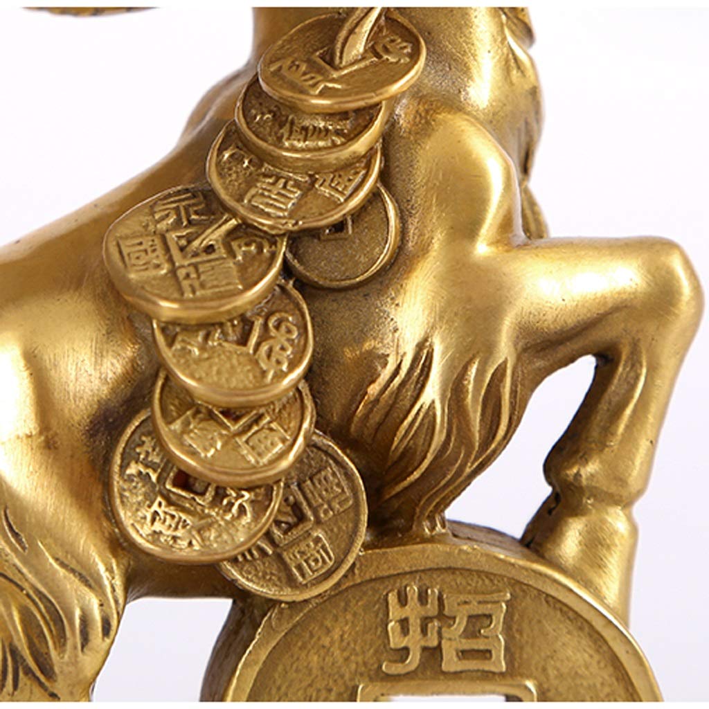 Statua Cinese Feng Shui Scultura Feng Shui Statua di Pecora in Rame Puro Che calpesta lingotti Artigianato Accessori per la casa Arredamento Regali Statua di ricchezza