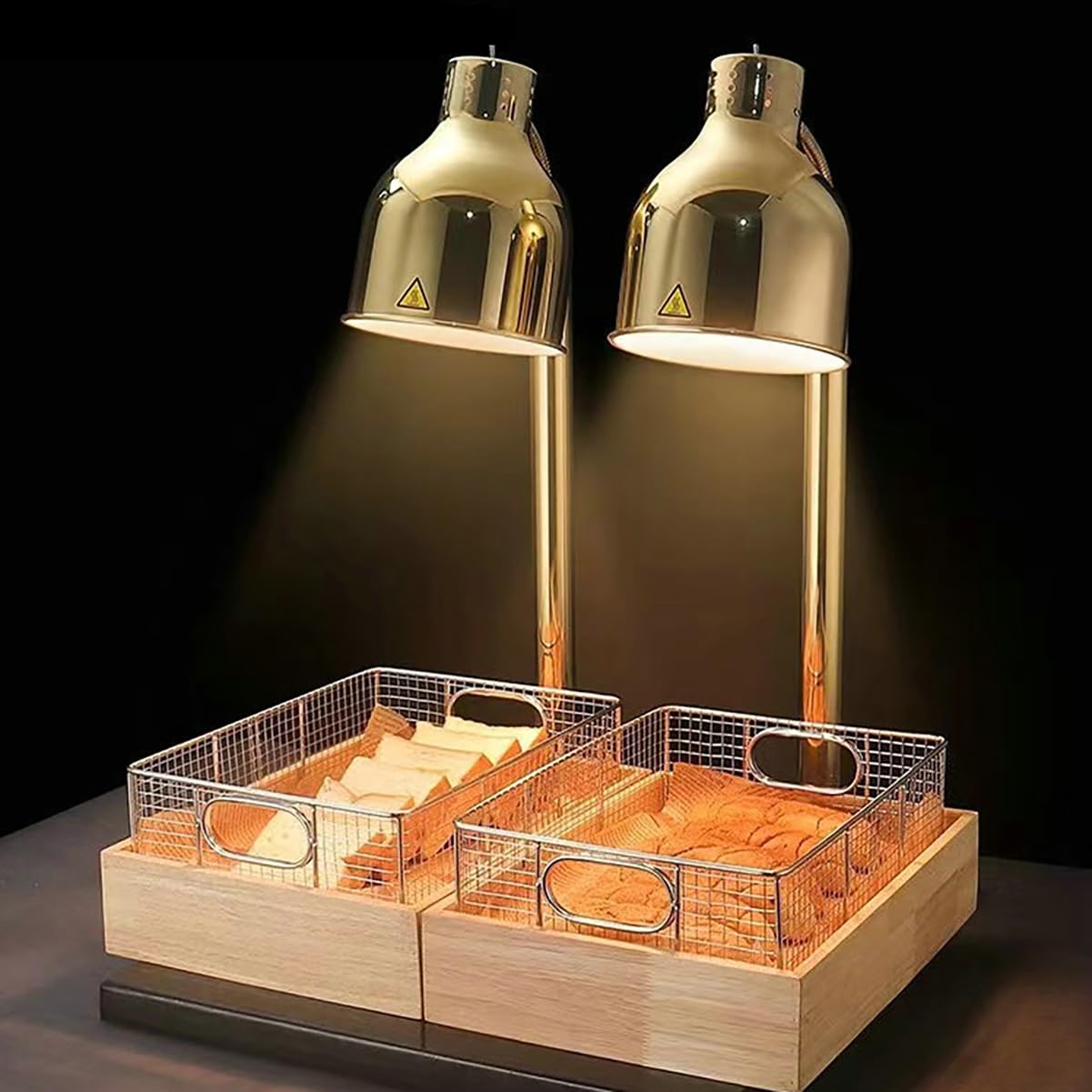 Espositore per cibi fritti a Buffet Commerciale dell'hotel, Supporto in Legno, Cesto per Pane di Frutta in Acciaio Inossidabile, Cestino espositivo,B