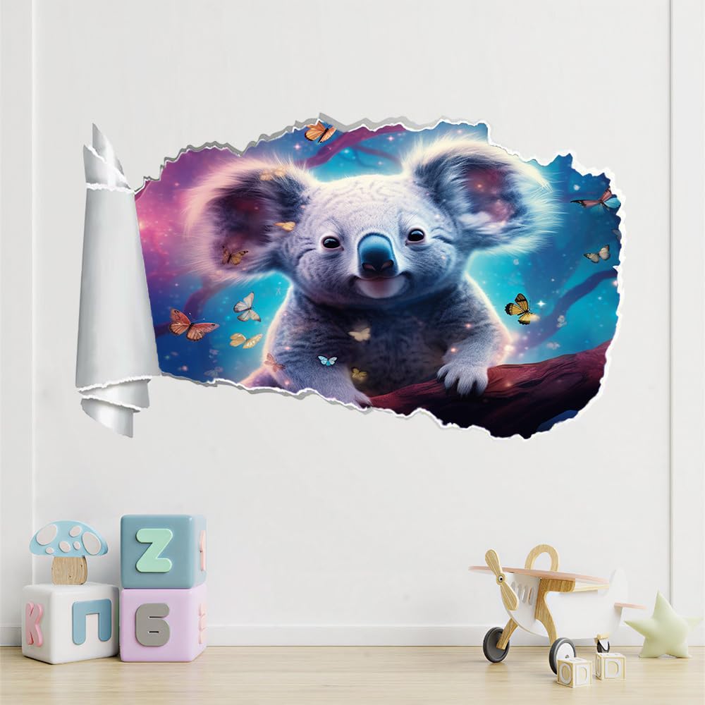 Adesivi Murali 3D Fracassato Farfalla Koala Decorazione Domestica Smontabile Del Tatuaggio Della Parete Animali Carini Decalcomanie Impermeabili For Baby Room Wall Decor