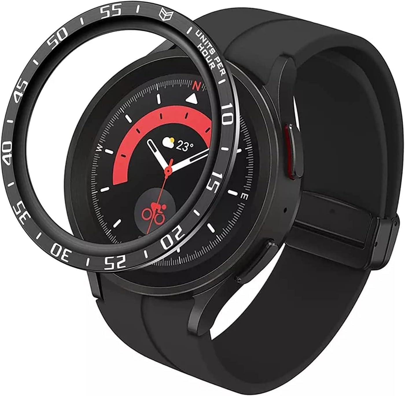 Dado Metal Bezel Ring Case For Samsung Galaxy Watch 5 PRO 45mm, Bezel Scale Watch Ring Cover Protection (Black)