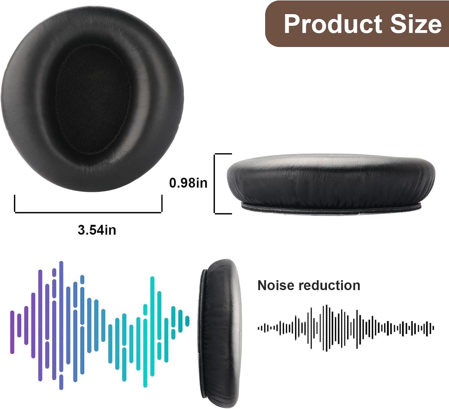 COWIN E7 Ear Pads Replacement Round Ear Cushions Compatible with COWIN E7 / E7 Pro Active Noise Cancelling Headphone Soft Protein Leather and Noise Isolation Memory Foam Earpads