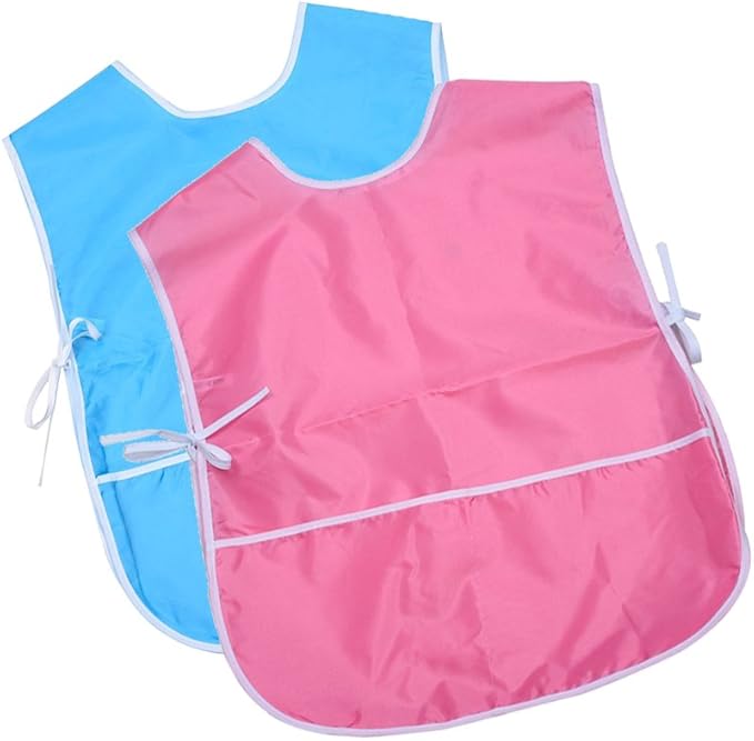 Mudder 2 Pieces Children's Art Smock, Artist Smock, Waterproof Painting Apron for Kids Toddler