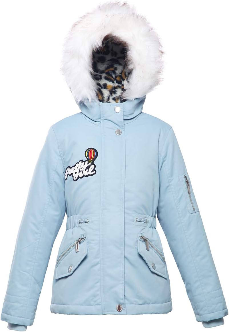 Rokka&Rolla Girls' Water-Resistant Winter Coat Warm Sherpa Fleece Lined Parka Jacket with Hooded Fur