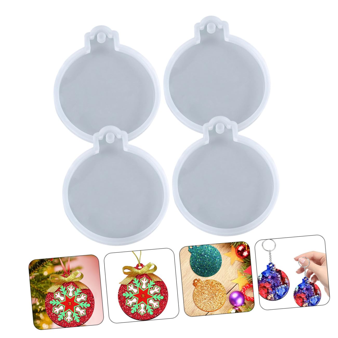 COHEALI 12 Pezzi Stampi in Silicone Rotondi per Decorazioni Natalizie Te Materiale Durevole e Flessibile per Collane e Portachiavi Modelli Trasparenti per Epoxy Artigianale