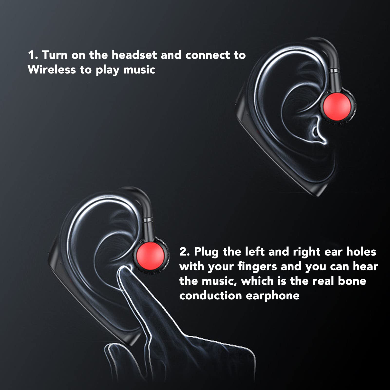 Auricolari Bluetooth 5.0, Cuffie Stereo Wireless, Auricolare Multifunzionale per Non Udenti con Microfono Vivavoce