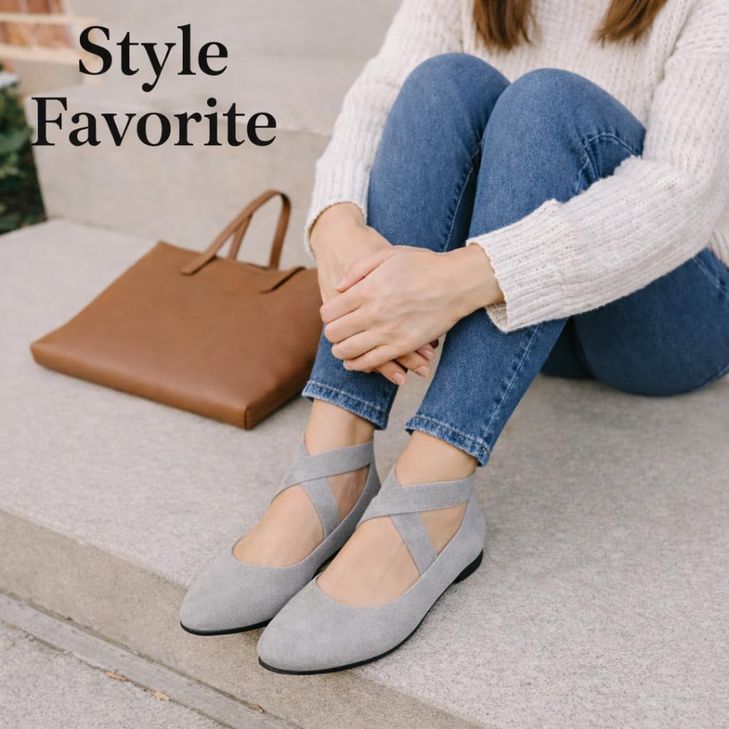 Women's Comfortable Ballet Flats with Strap, Ballerina Flats with Elastic Ankle Straps for Women Renaissance Shoes Women Flat Ballerina Shoes - Image 6