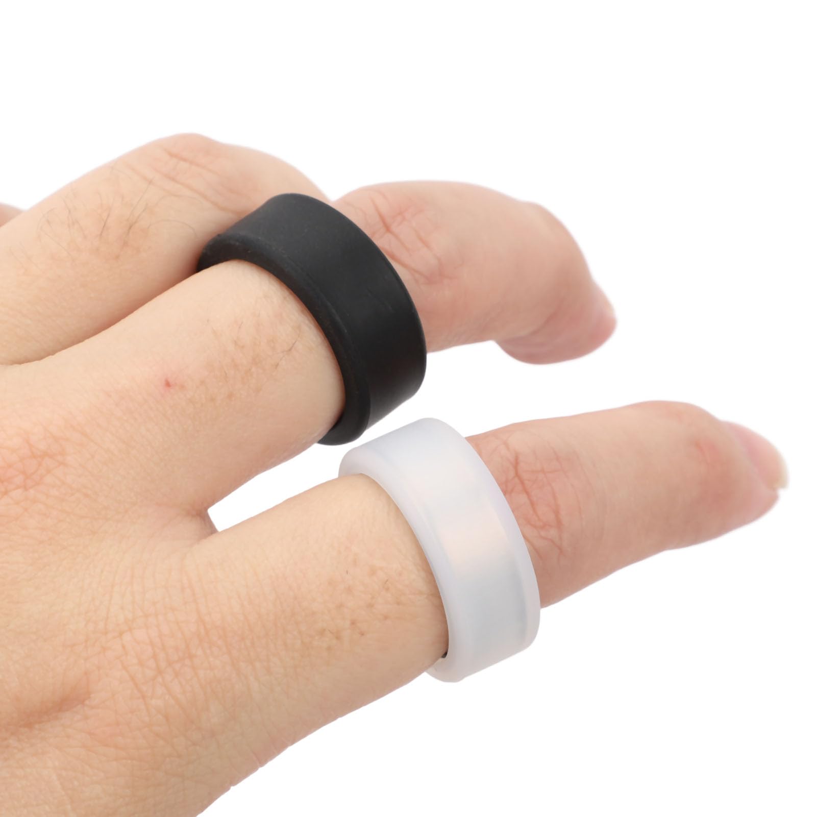 Bewinner Smart Ring Cover, 2Pcs Black and White Comfortable Ring Silicone Elastic Case Scratch for Smart Rings (M)