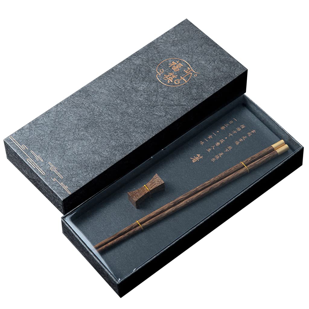Coffret Cadeau de Baguettes réutilisables en Bois avec étui, Baguettes à Sushi japonaises Rondes, Baguettes Chinoises de Luxe en Bois Naturel, Baguettes antidérapantes, Baguettes l(B)