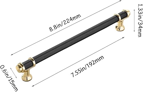 Miniatura 2 de Paquete de 2 manijas de gabinete de cocina en negro mate y dorado, pomos modernos para cajones de tocador para baño, dormitorio, armario, accesorios