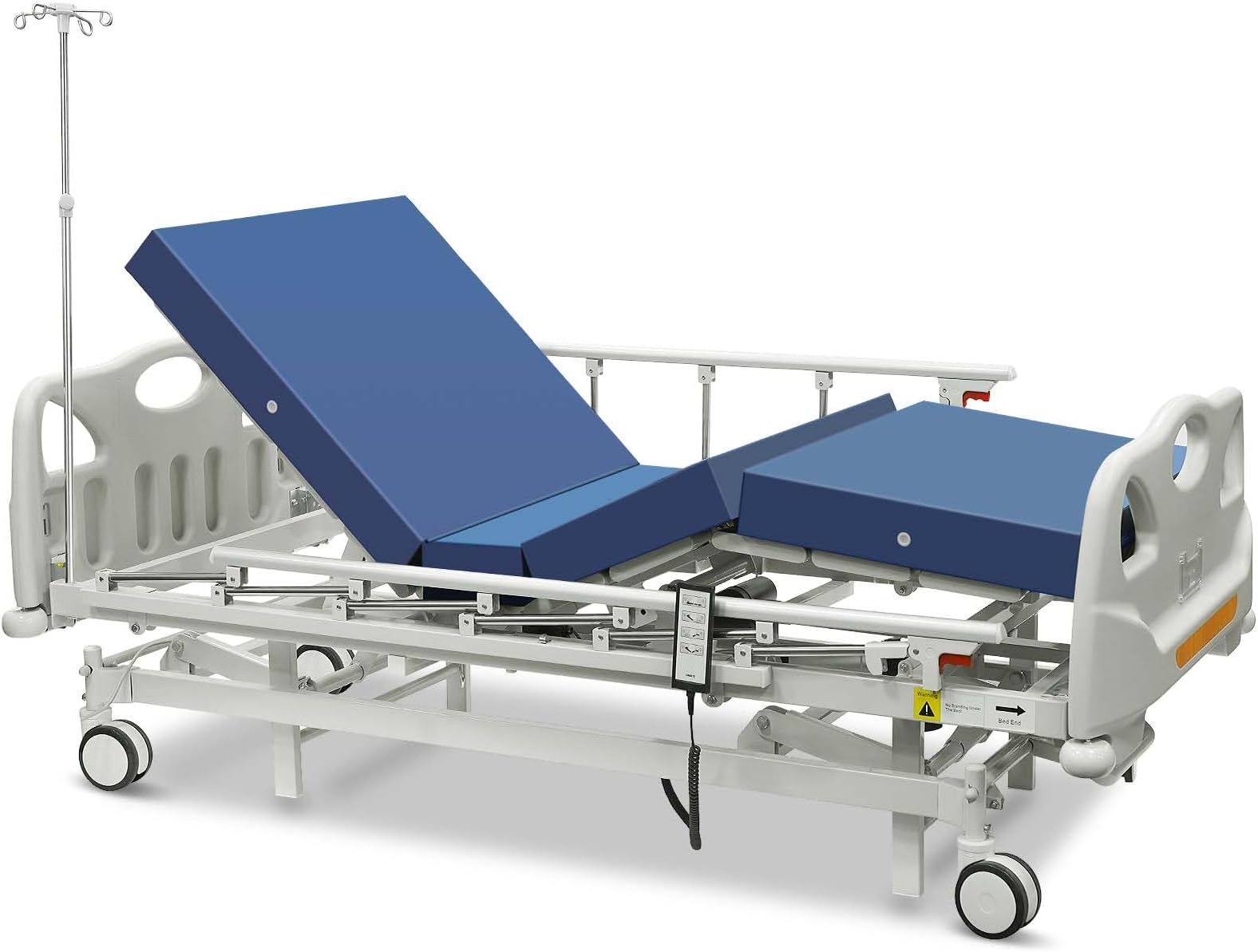 Full Electric Hospital Bed for Home Use with PU Advanced Mattress and LINAK Motors, Premium 4 Function Hospital ICU Bed with Fully Adjustable, Remote Control, Quiet Wheels, IV Pole, 87" x 40"