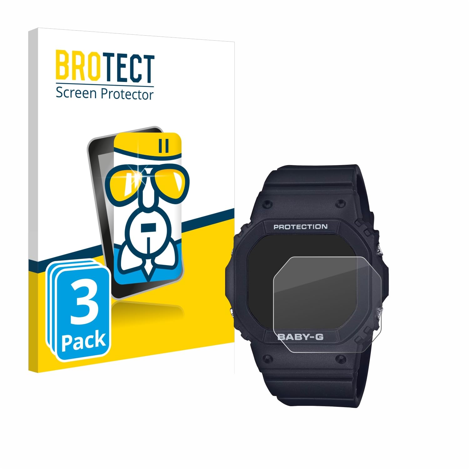 BROTECT Protector Pantalla Cristal para Casio Baby-G BGD-565 Protector Vidrio (3 Unidades) - [Dureza 9H, Anti-Arañazos]