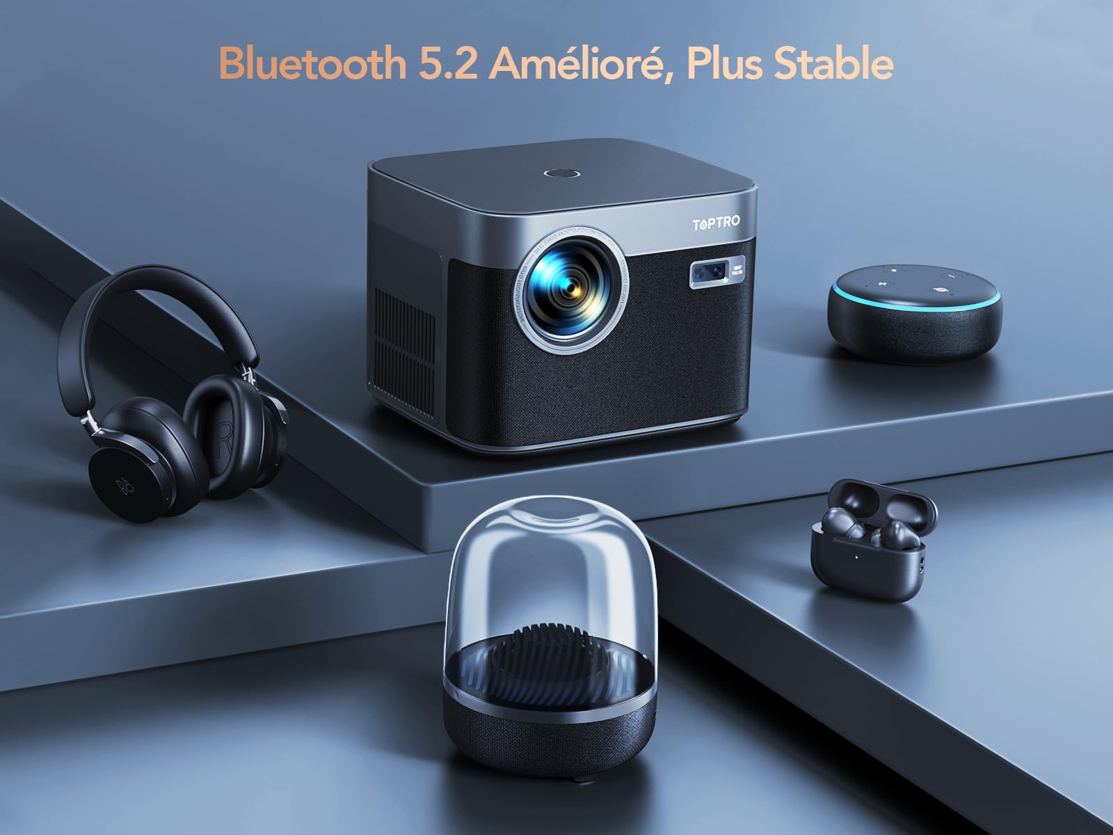 【Auto Focus/Keystone】 Vidéoprojecteur 4K 35000 Lumens Android TV WiFi 6 Bluetooth, TOPTRO Projecteur 4K 1080P FHD, RétroProjecteur Scellé Anti-Poussière Home Cinéma/Extérieur pour Phone/TV Stick/PS5