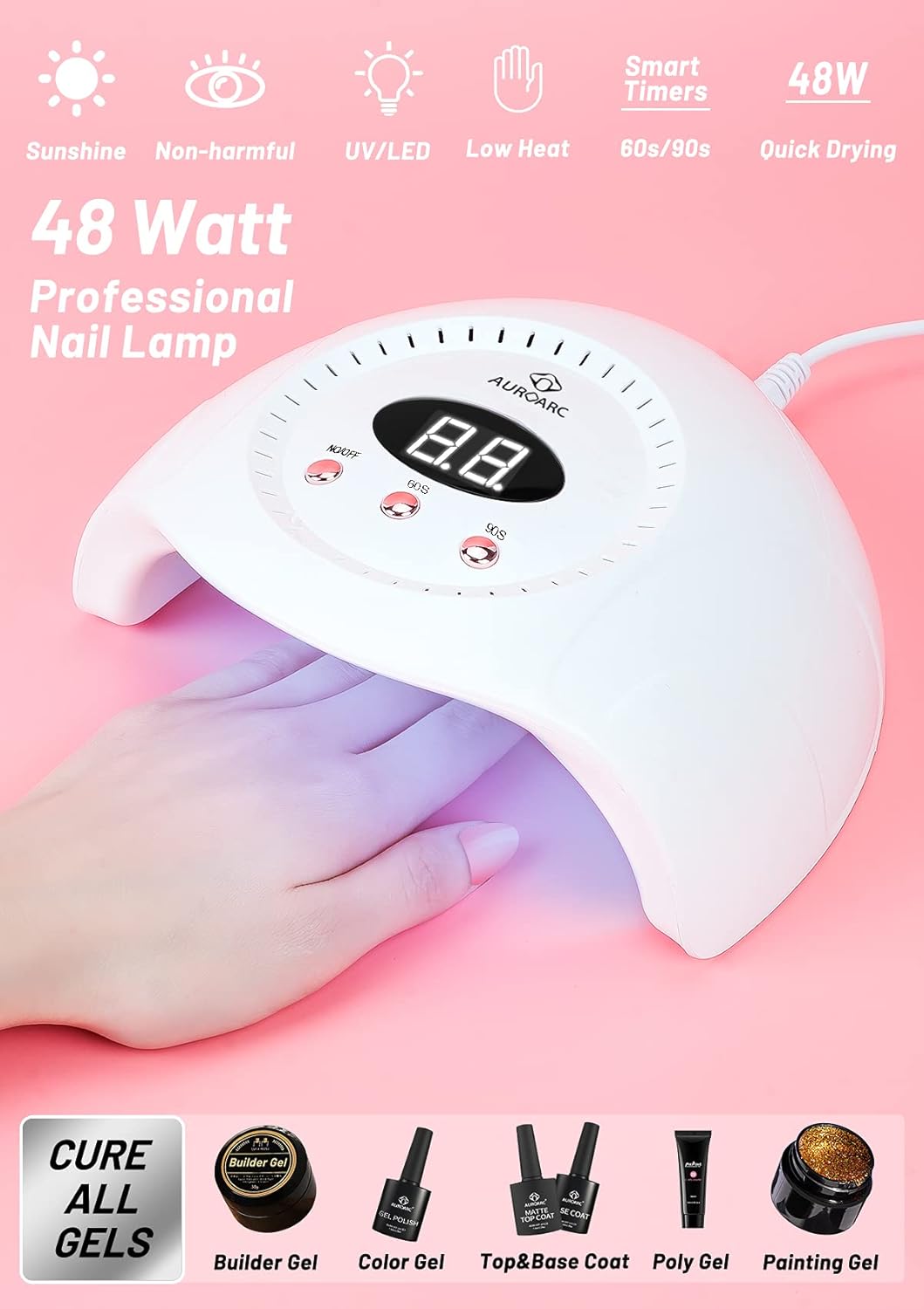 Gel Nail Polish Kit with UV Light Starter Kit, Gel Nail Polish Set with 1 Glitter 6 Nude Colors, Gel Manicure Kit Professional with 48W Nail Lamp Base Coat and Top Coat for Women Beginners : Beauty & Personal Care