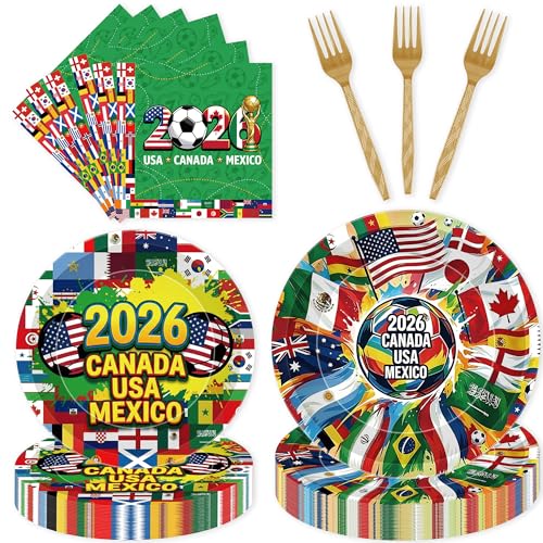 Fournitures de fête football 2026 : table Canada USA Mexique pour 24 personnes