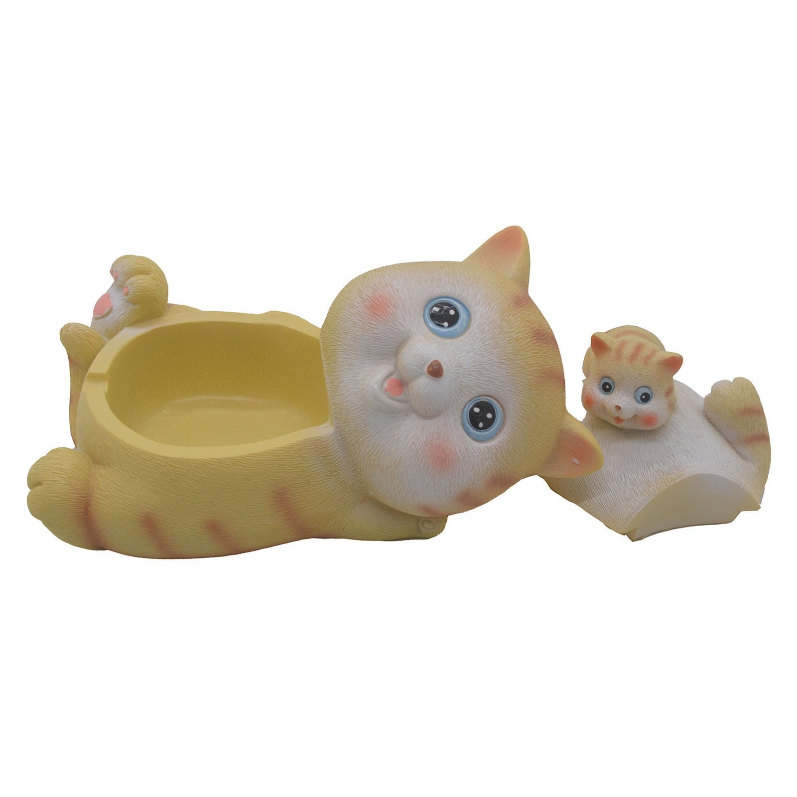 BAGFSHET Cute Cat Small Paper Clip Holder with 50pcs Metal Colorful Paper Clips for Bill File Gift for Girls Women, Beige