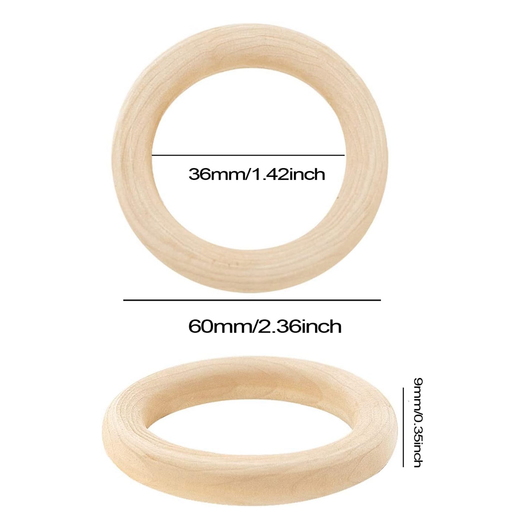 180 Stück Natur Ringe 60Mm Unvollendeter Makramee Ring Kreise für Mach Es Selbst Ring Anhänger Schmuck Herstellung