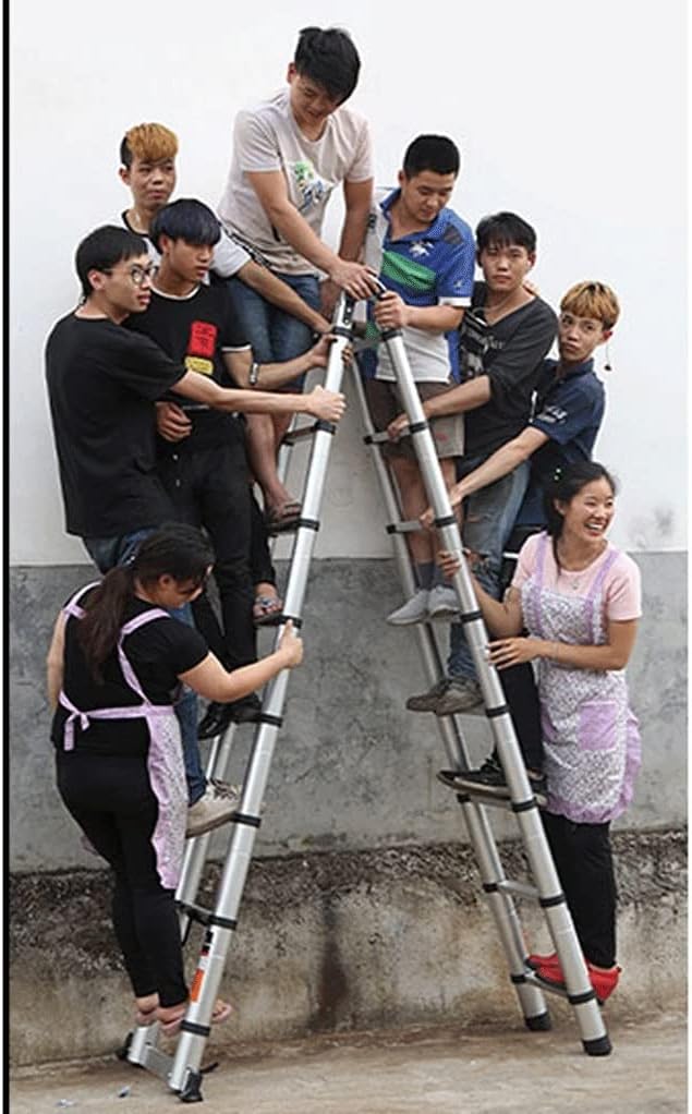 NEOCHY Lightweight Foldable Portable 20 Ft Aluminum Telescoping Ladder with Spring Loaded Locking Extendable Ladder One-Button Retraction Extension Ladder (Color : 20ft) : Tools & Home Improvement