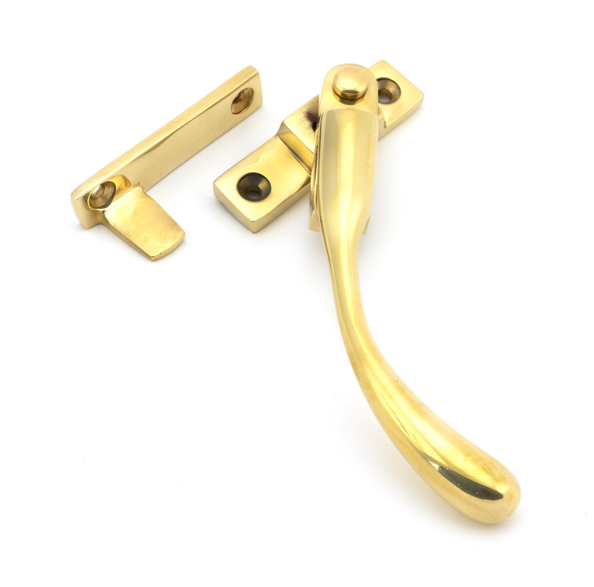 From The Anvil Polished Brass Night-Vent Locking Peardrop Fastener - Rh