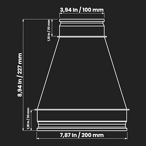 Miniatura 2 de Reductor de conductos de ventilación de 8 a 4 pulgadas - Conector redondo de acero galvanizado - Montaje de conducto - Acoplamiento de aumento del