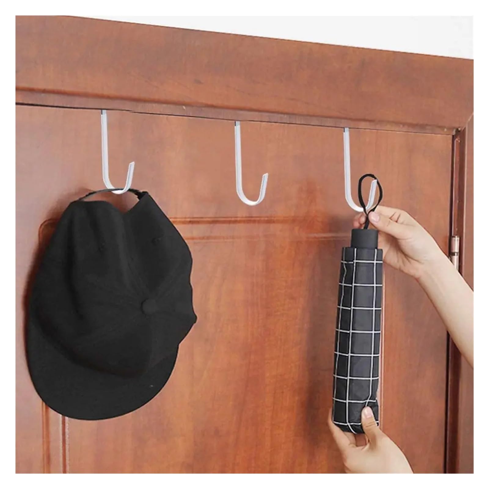 Ganchos para colgar en la puerta Ganchos for colgar ropa sobre la puerta, 6 unidades, superficie de goma suave que evita arañazos, gancho for puerta de baño, color negro