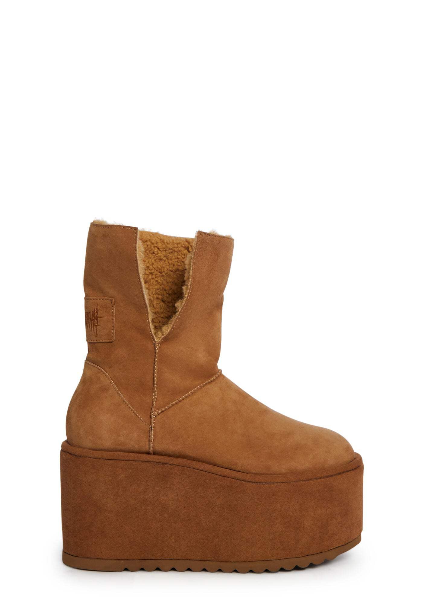 Dolls Kill Atmosphere Fleece Lined Suede Platform Boots by DARKER WAVS Winter Boots with Cozy Fleece Tread