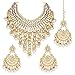Aheli Elegant Indian Wedding Wear Faux Kundan Studded Choker Necklace with Maang Tikka Set Ethnic Fashion Jewelry Gift for Women (White Kundan & Pearl Drop)