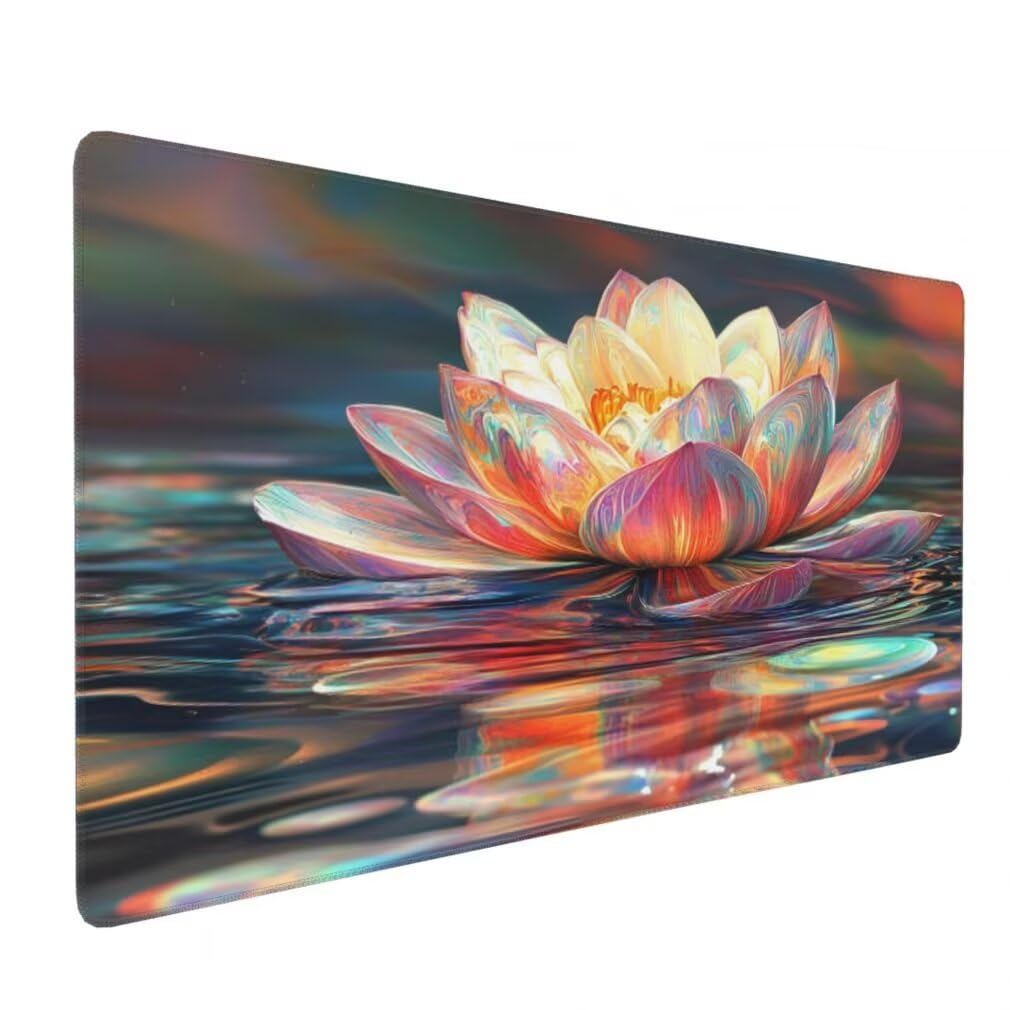Tappetino Mouse XXL 1000x500mm Loto Grande Mouse Pad, Tappetino Scrivania Grande Mousepad Gaming con Bordi Cuciti, Tappeto Scrivania con Base Antiscivolo per Ufficio e Casa (Colorato) -MP1594