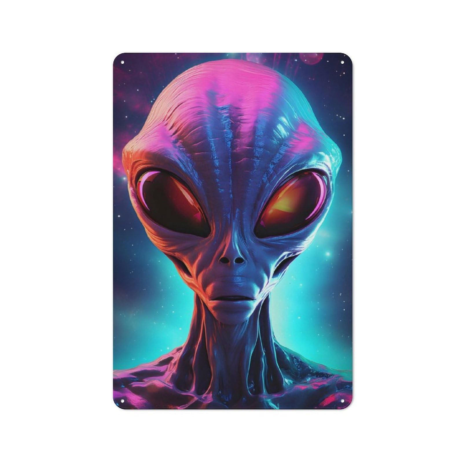 Junmoney Alien Head Front View Tin Wall Plaque 30X20cm With For Guest Room Or Hallway, For Metal Sign Collectors, For Garage And Workshop Walls