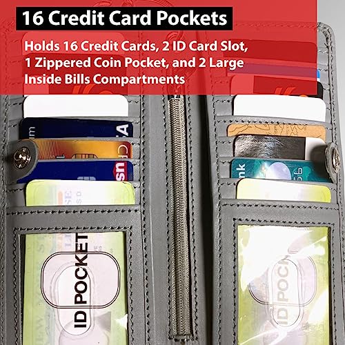 Image of CLASSIC Motorcycle Chain Wallet for Men - Premium Cowhide Leather, RFID Bi-Fold Biker Wallet with Heavy Duty Chain for Bikers Truckers & Hunters, Credit Card Money Organizer Long Wallet Aniline Grey