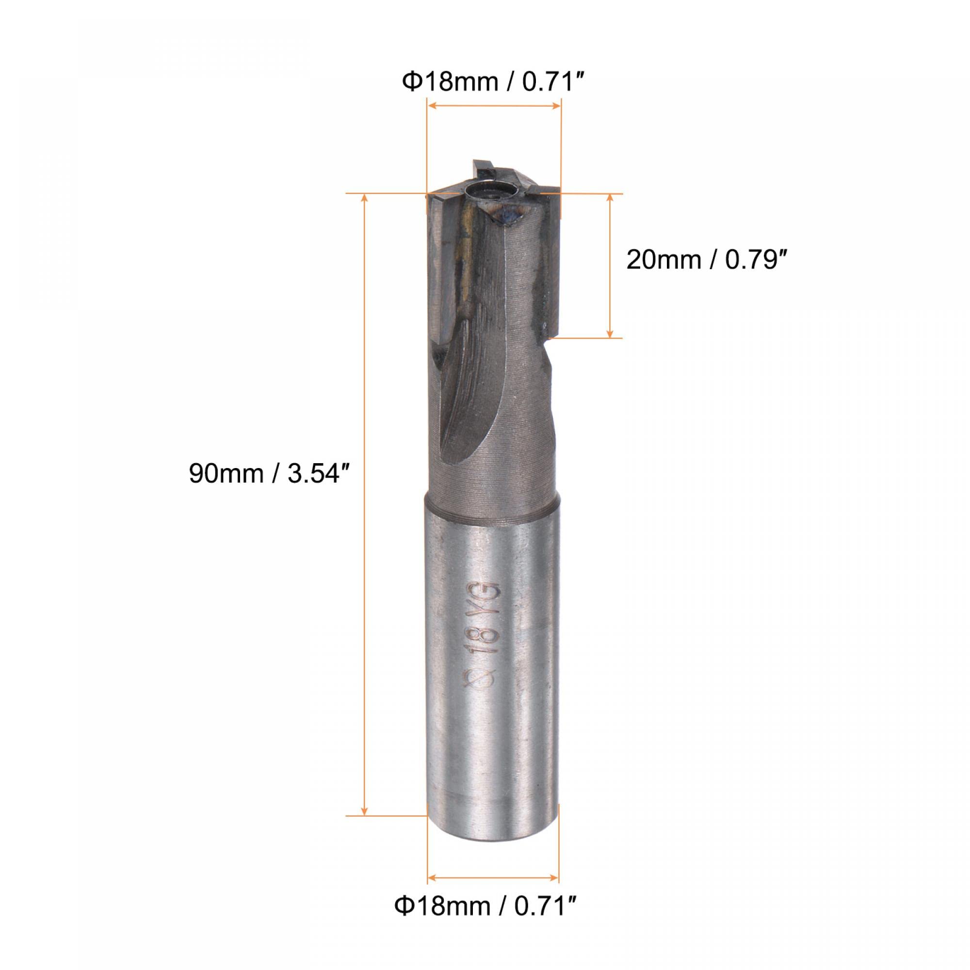 sourcing map Fraise à bout carré en carbure de tungstène de 18 mm de diamètre de coupe avec 3 cannelures droites et tige droite de 18 mm
