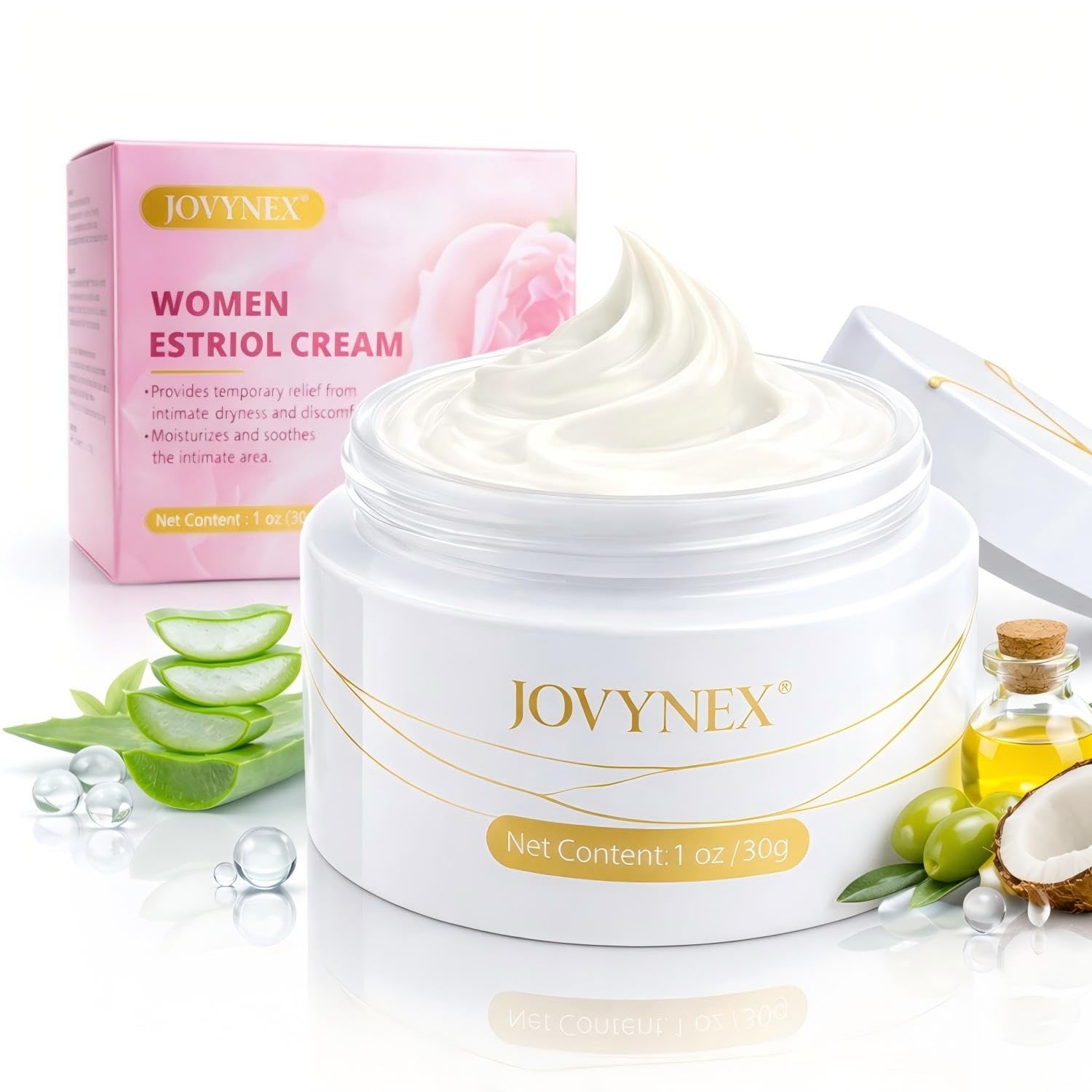 Estriol Cream for Menopausal Women: Bioidentical Natural Vaginal Care for Dryness, Gentle Fast-Absorbing Refreshing Feel, 1oz 30-Day Supply