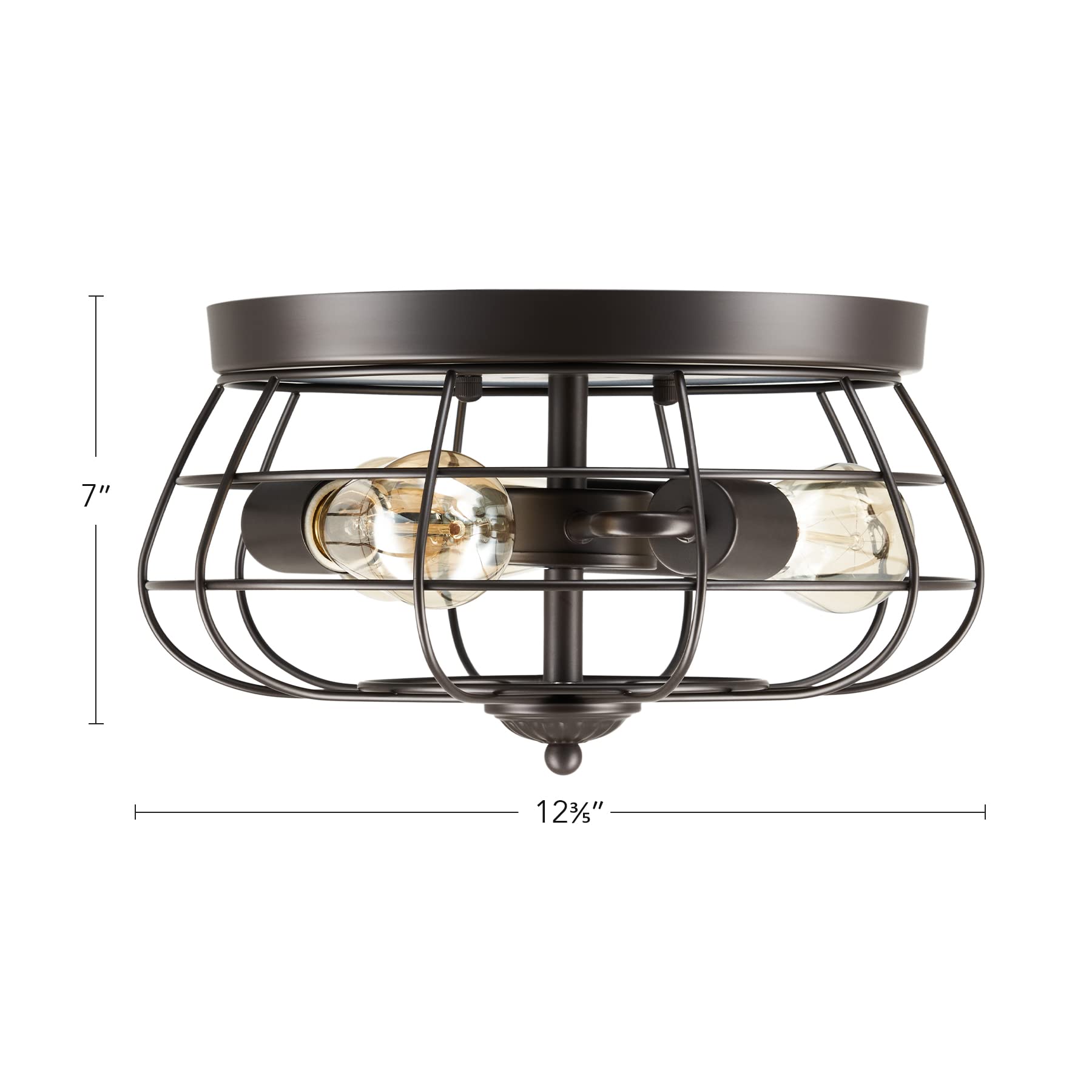 VONLUCE Ceiling Light with Vintage Metal Cage, 3 Bulb Flush Mount Light Fixture for Farmhouse Boho Rustic Home Decor, Industrial Light Shade for Living Room Bedroom Entryway, Oil Rubbed Bronze Finish
