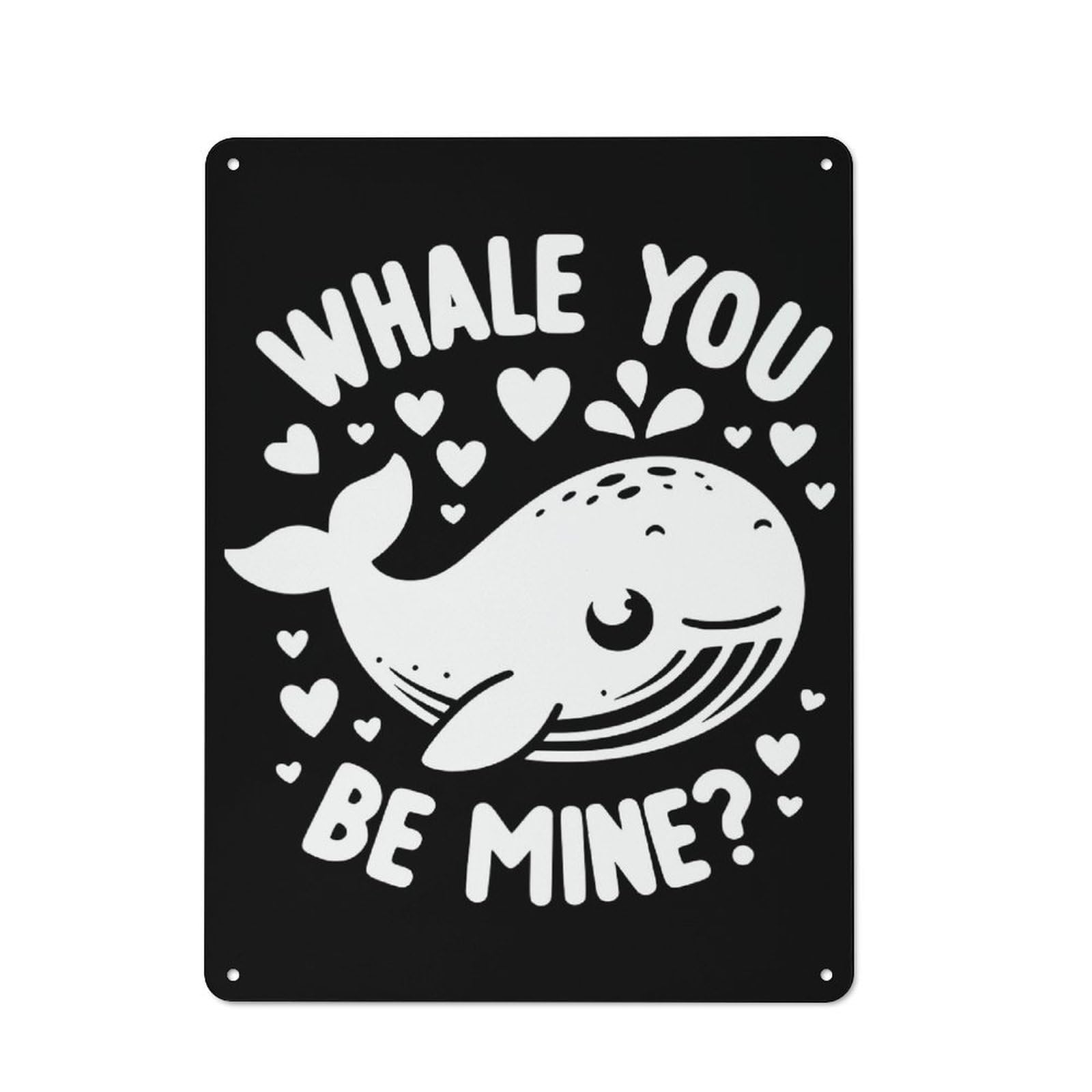 Junmoney Whale You Be Mine Metal Wall Sign 40X30cm, Rustic Decor For Home Bar Wall, Gift Idea At Christmas For Hosts Who Enjoy Retro Interiors