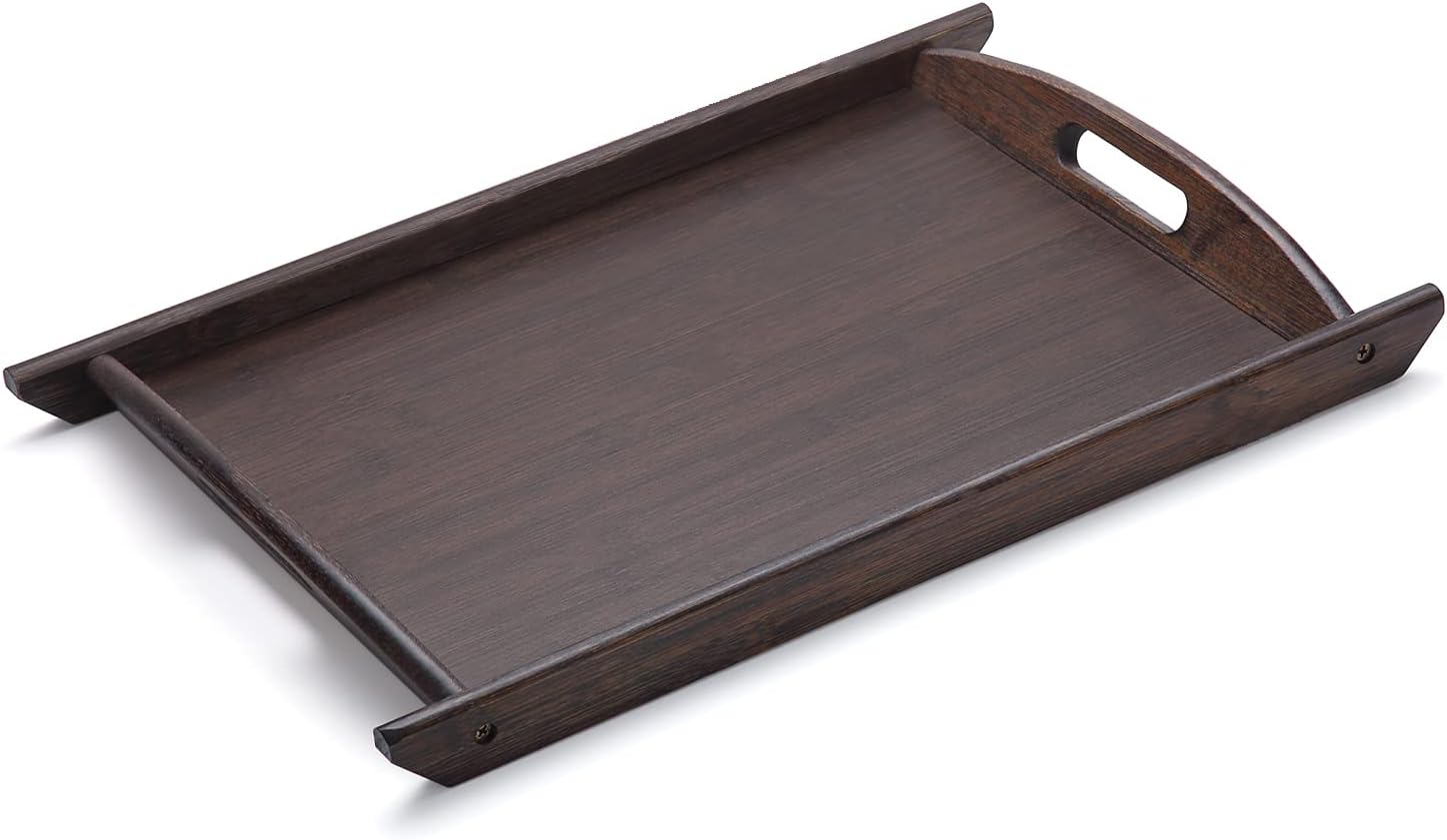 Kyraton Wood Serving Tray for Food Serving with Handles, Decorative