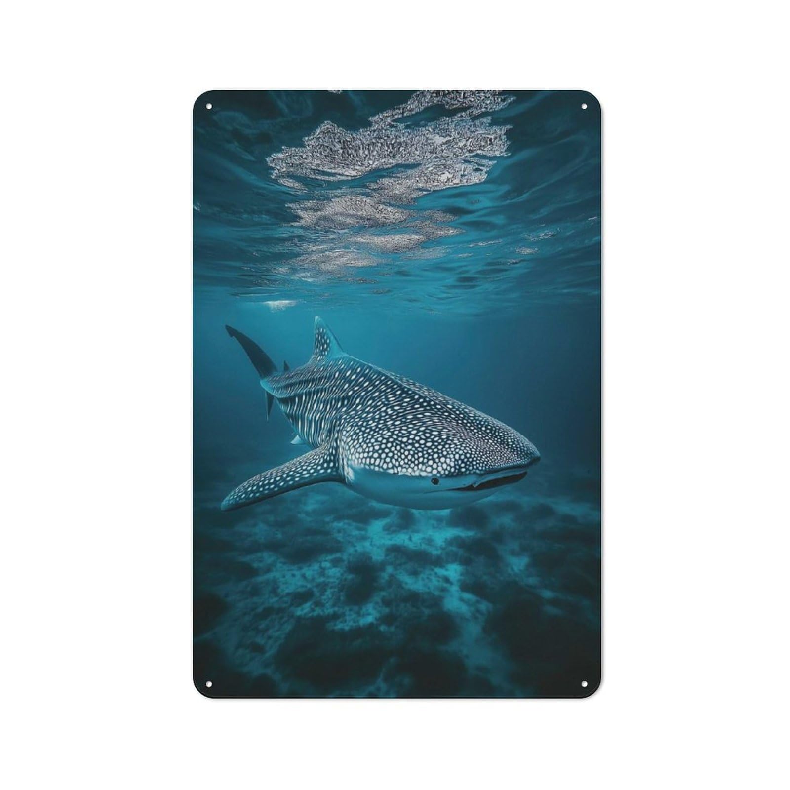 Warehouse Style Whale Shark Underwater Decorative Metal Plaque 30x20cm, Industrial Wall Decor for Loft, Studio, Office Or Creative Room