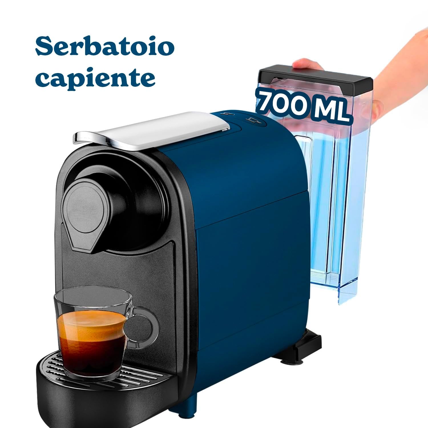 Avilia Macchina Caffè per Capsule 1400W, Pressione 19 Bar, Capacità 700ML, Funzione Spegnimento Automatico, Scaldatazze Integrato