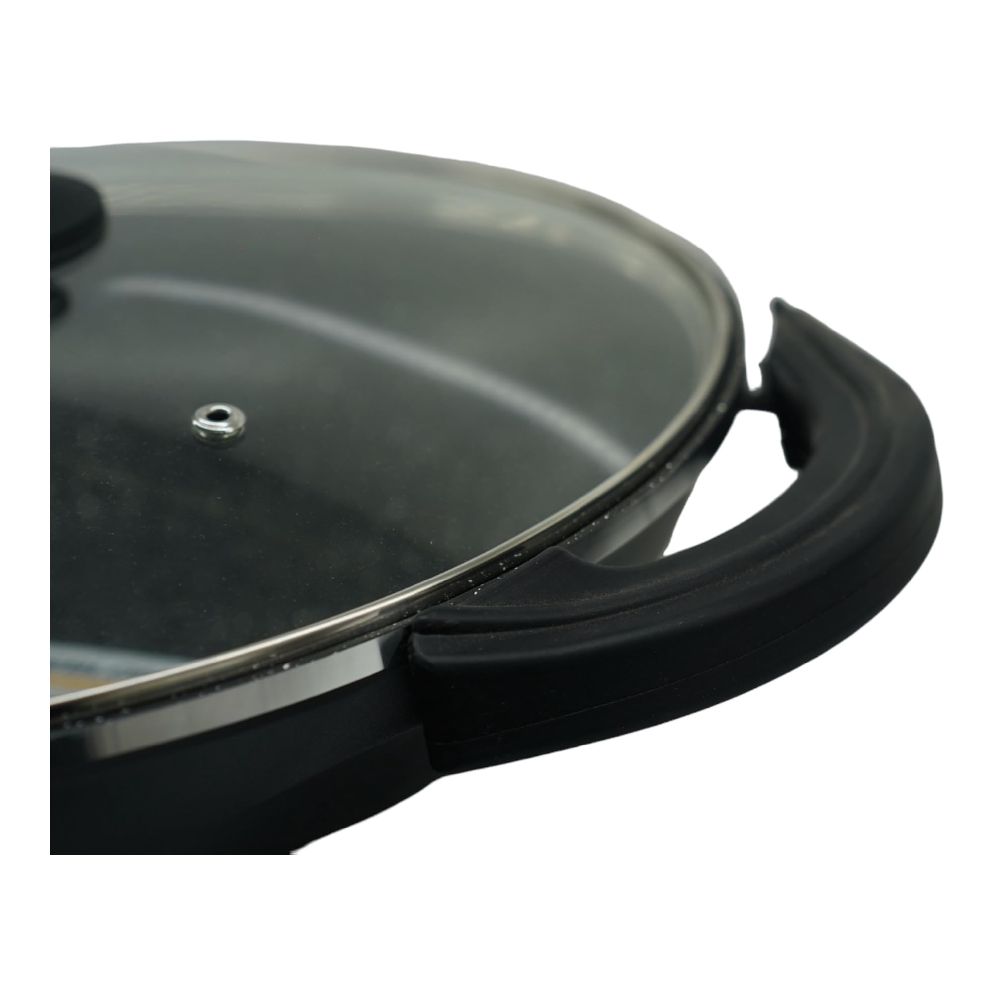 Wok 32 cm - Manche Anti-Chauffe - Fonte d'Aluminium - Revêtement anti-adhésif - Couvercle en Verre - Tous Feux dont Induction - Sans PFOA - Greblon C2+