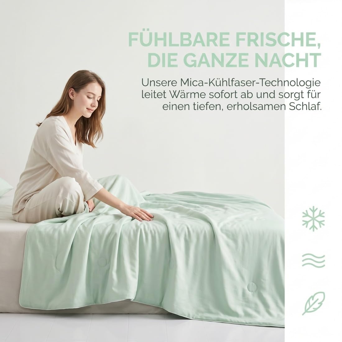 Yagerod Decke Kühlende Eisdecke für Heiße Sommernächte, Decke | Schlafdecke, Aweich Hautfreundlich, Leicht Atmungsaktiv, Q-Max 0,3 für Kühl Erfrischend(Cremeweiß,150 x 200)
