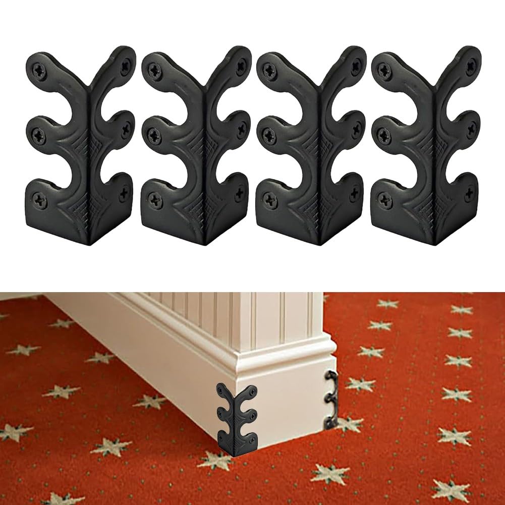 4PCS Skiffers Baseboard Corner Protectors, Solid Brass Skirting Board Corner Protectors, Vintage Metal Corner Protector, For Baseboards