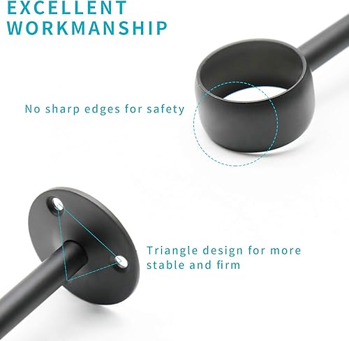 Miniatura 42 de 4 soportes de barra de cortina de montaje en techo de 1 pulgada, soporte para barra de barra de armario de brida, enchufe de barra de cortina