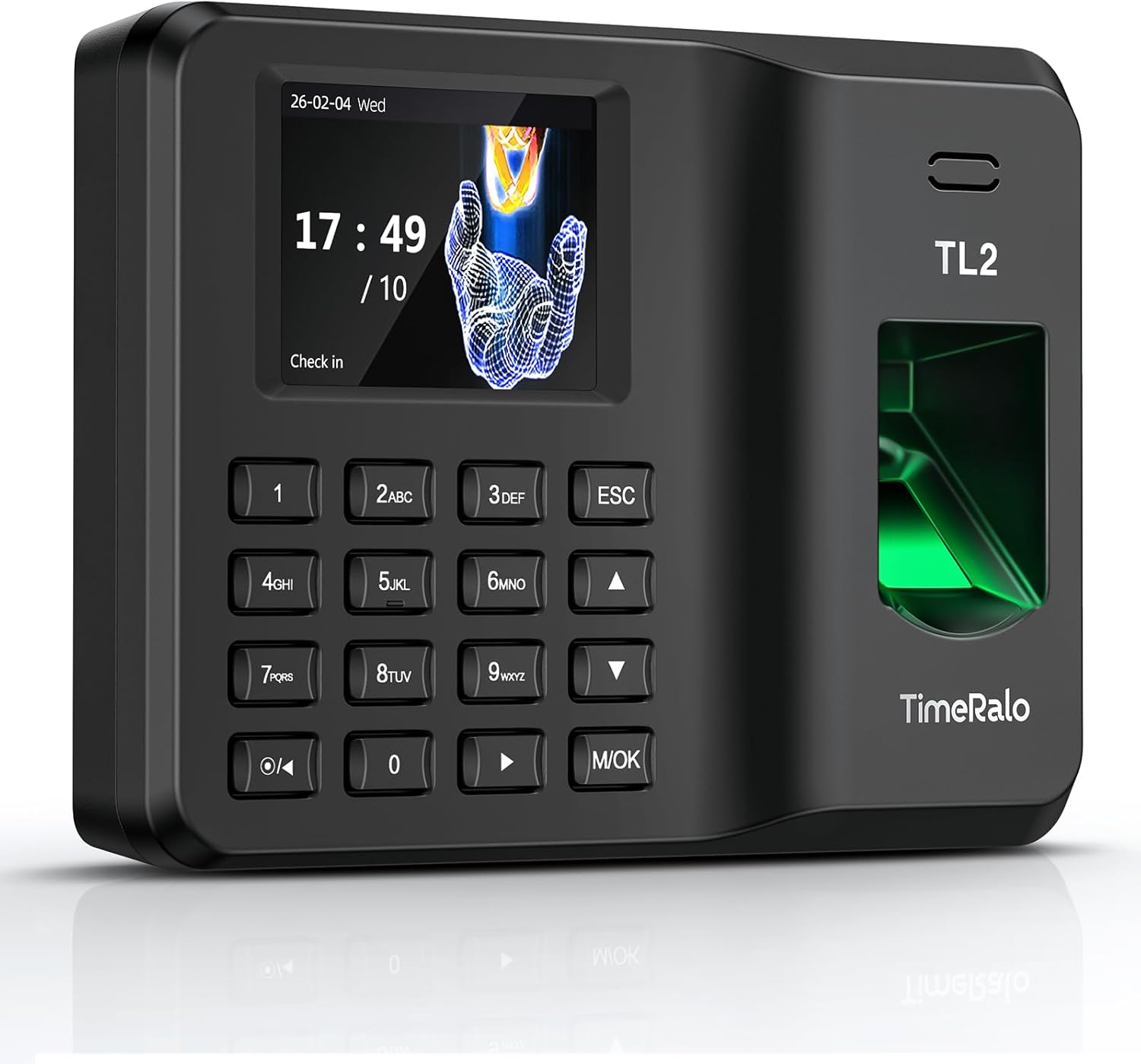 Biometric Time Clock for Employees, Fingerprint & PIN Standalone Punch Machine, Clock in Machine for Small Business with USB Data Transfer, No WiFi/Software/Monthly Fees