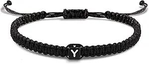 Initial Bracelets for Women Men Gifts for Her Teen Girl Best Friend Birthday Graduation Dainty Braided Bracelets Letter A-Z Charm Adjustable Link Mother's Day Jewelry Mom Christmas Gifts Valentine's Day Jewelry