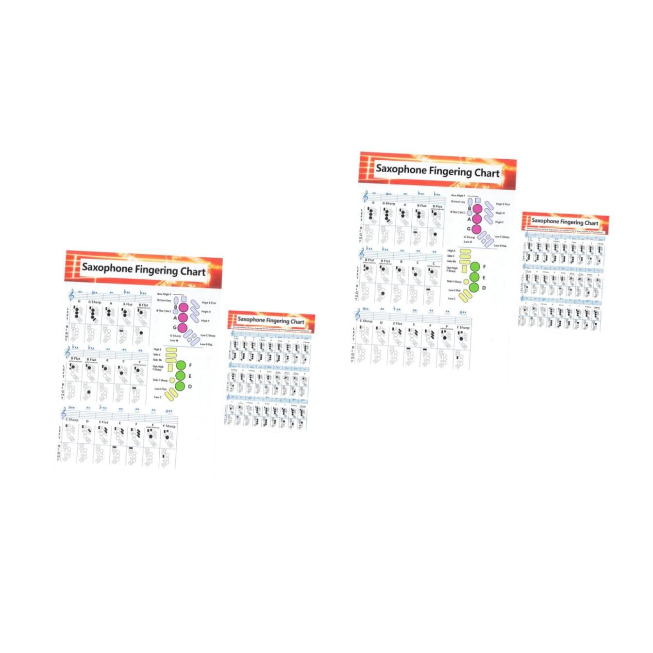 ifundom 4pezzi Poster Per Saxofono Con Accordi e Diagrammi Per Principianti Carta Patinata Resistente e Chiara Per Studio e Pratica Musicale