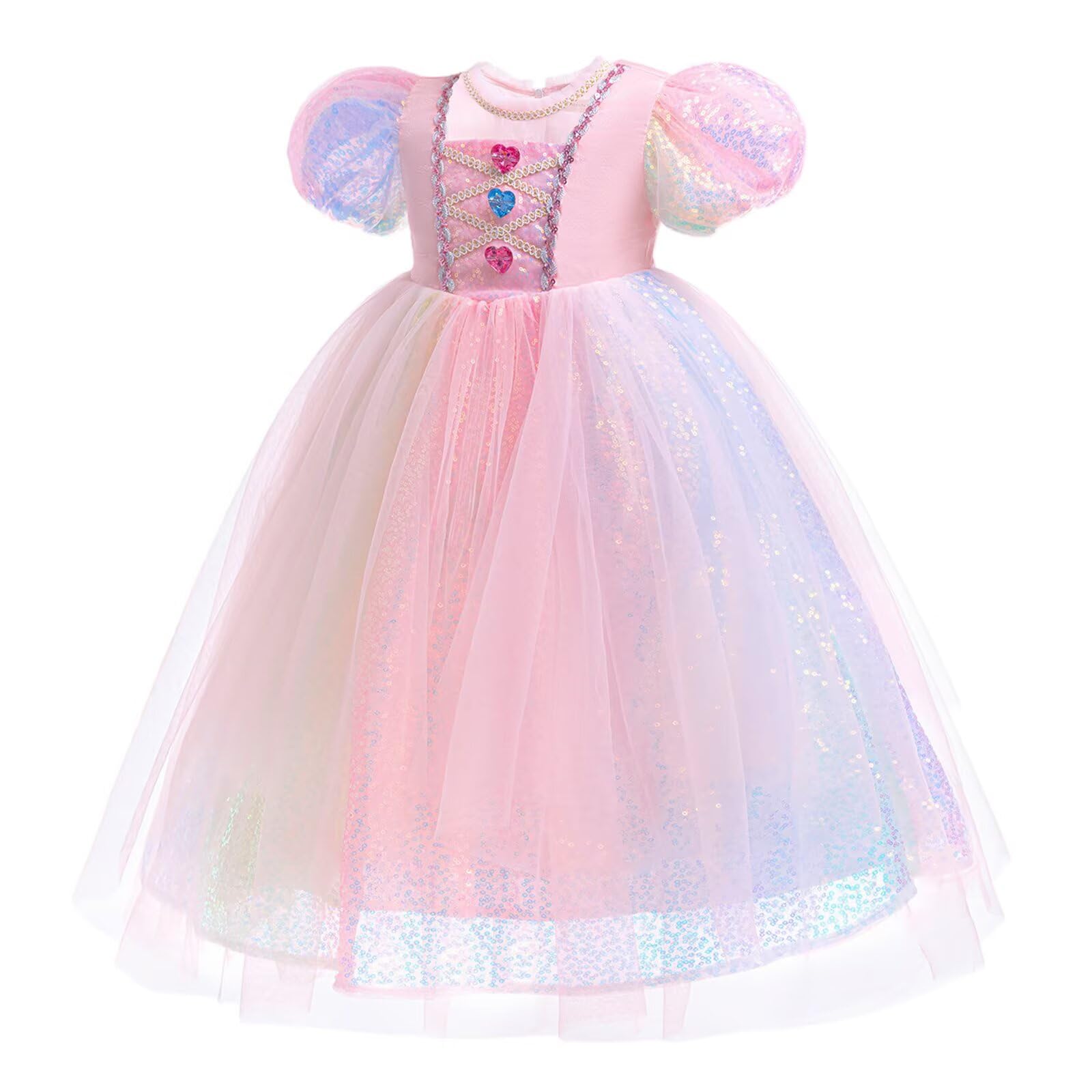 Amtum Princess Costume Outfits Princess Dress Up Short Sleeve A Line with Accessories Party Fancy Dress Birthday Halloween World Book Day RA77 110